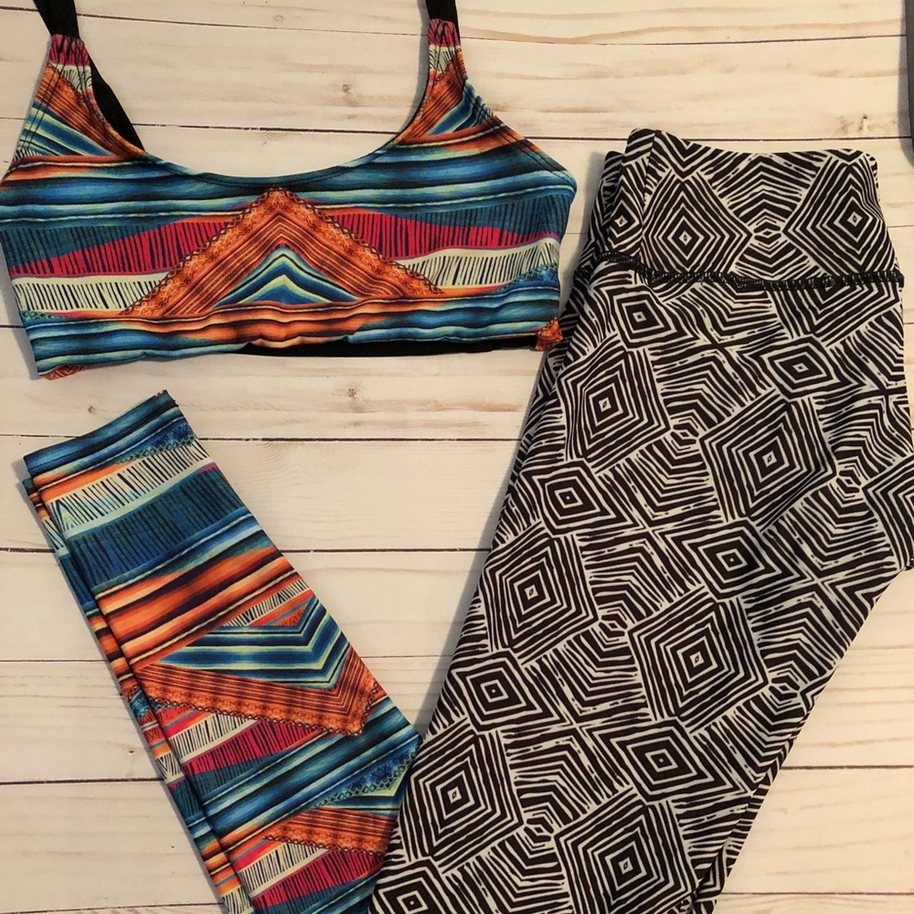 Onzie Tribal sports bra and yoga pants